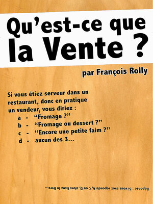 cover image of Qu'est-ce que la Vente ?